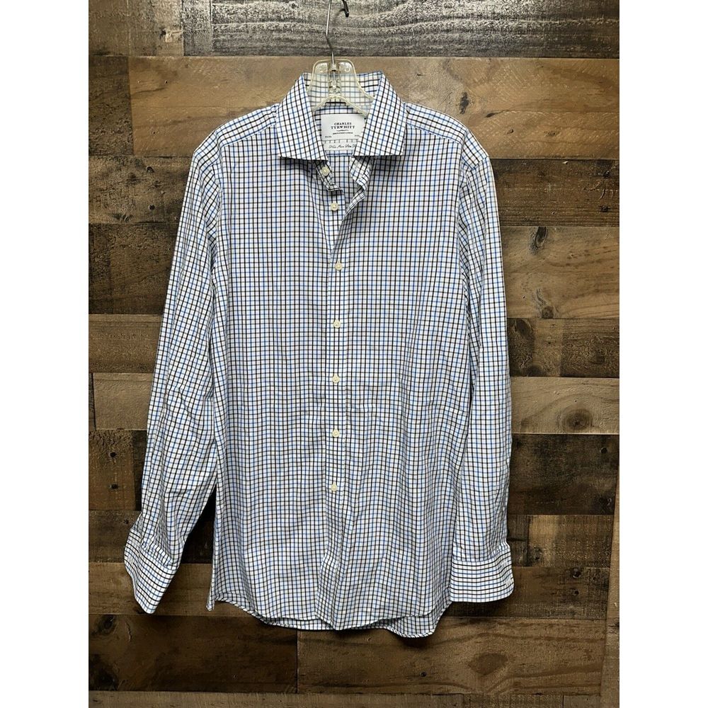 Charles Tyrwhitt Men's Slim Fit Non-Iron Long Sleeve Button Up Size 15 1/2